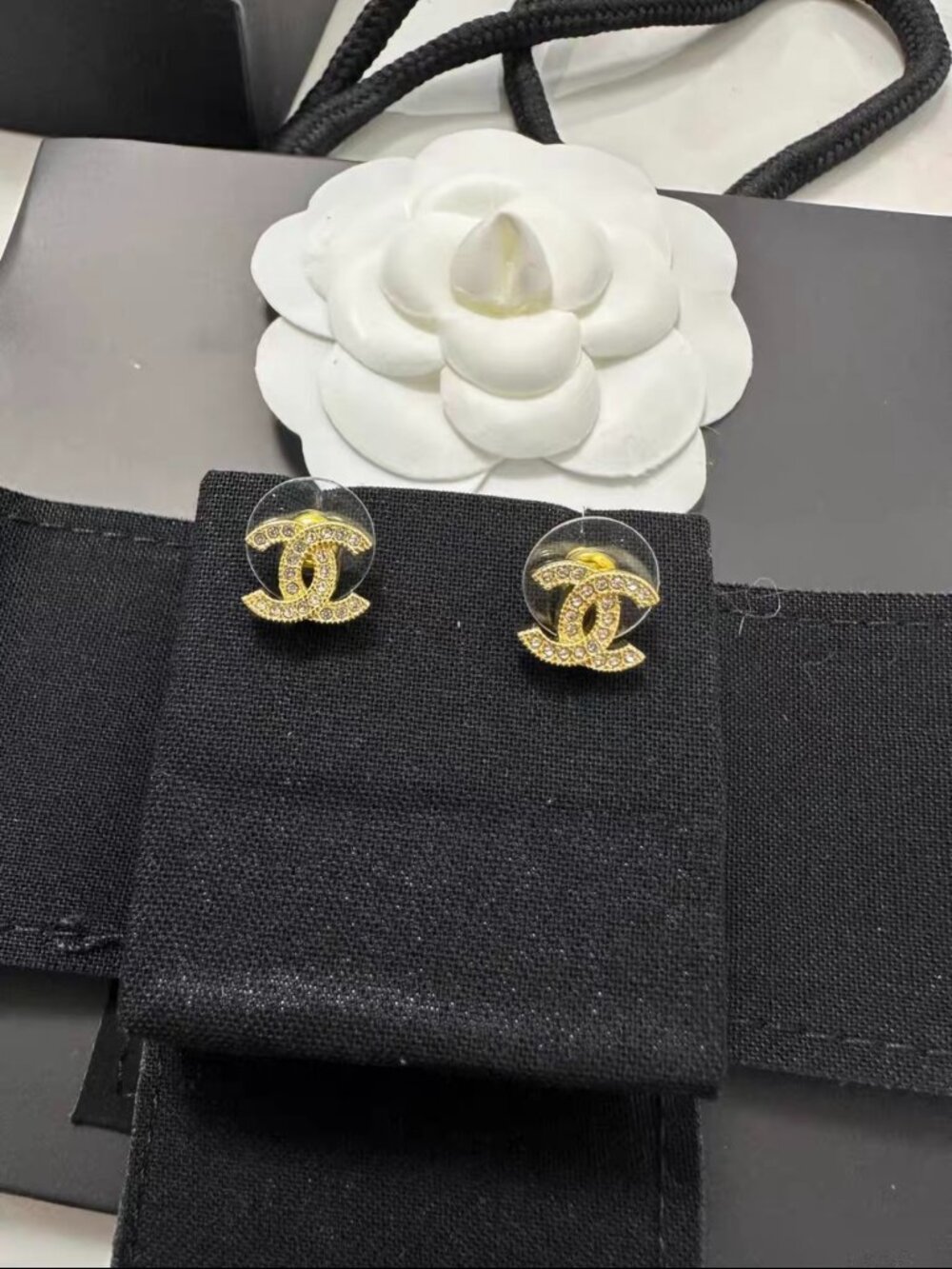 Chanel Classic Double C Logo Gold-Tone Earrings - Picture 4 of 4